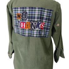 Load image into Gallery viewer, Vintage military jacket upcycled ransom note