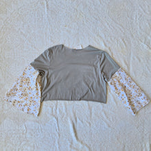 Load image into Gallery viewer, Rolling Stones Tshirt Upcycle Boho Sleeves Vintage Florals One of a Kind