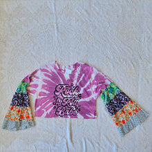 Load image into Gallery viewer, June Rock n Roll Babe Upcycles Tshirt Boho Sleeves One of a Kind
