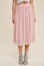 Load image into Gallery viewer, High Waisted Pleated Mesh Midi Skirt
