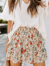 Load image into Gallery viewer, Beige Smocked High Waist Ruffle Tiered Floral Skirt
