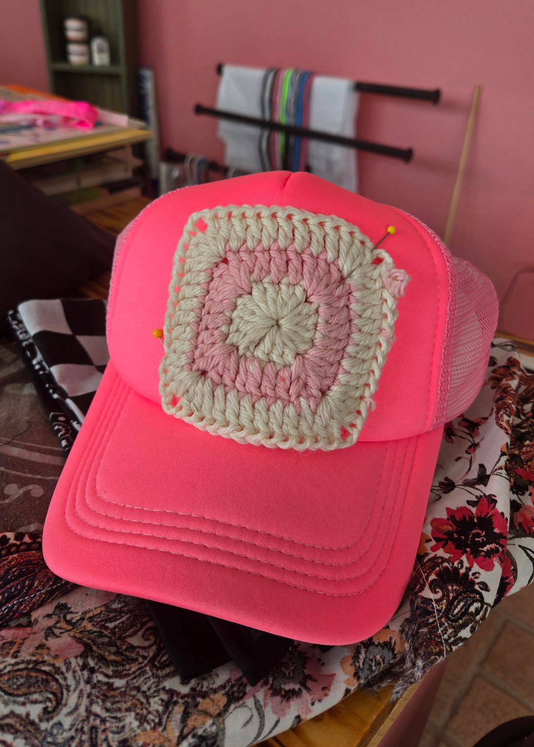 Granny Square Trucker Hat