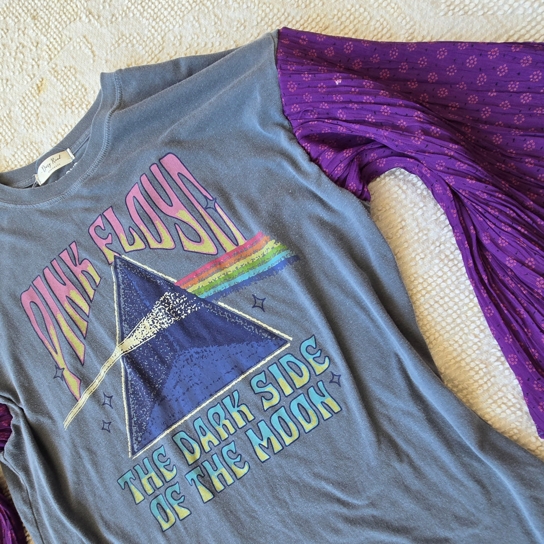 Upcycled Pink Floyd Bell Sleeve Top – Boho Rock Chic Statement Piece
