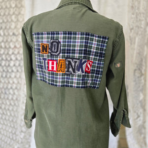 Vintage military jacket upcycled ransom note
