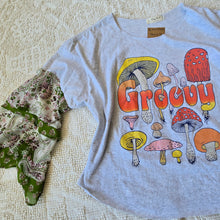 Load image into Gallery viewer, Groovy Mushroom Upcycled Long Sleeve Tee – One of a Kind
