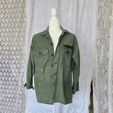 Load image into Gallery viewer, Vintage military jacket upcycled ransom note
