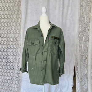 Vintage military jacket upcycled ransom note