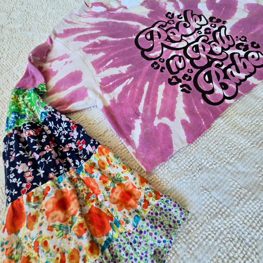 June Rock n Roll Babe Upcycles Tshirt Boho Sleeves One of a Kind
