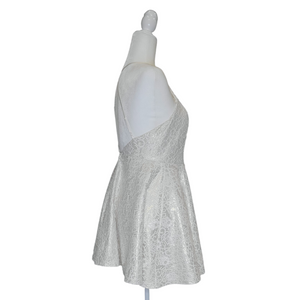 Windsor Mini Dress Low Cut Lace Overlay White Size L