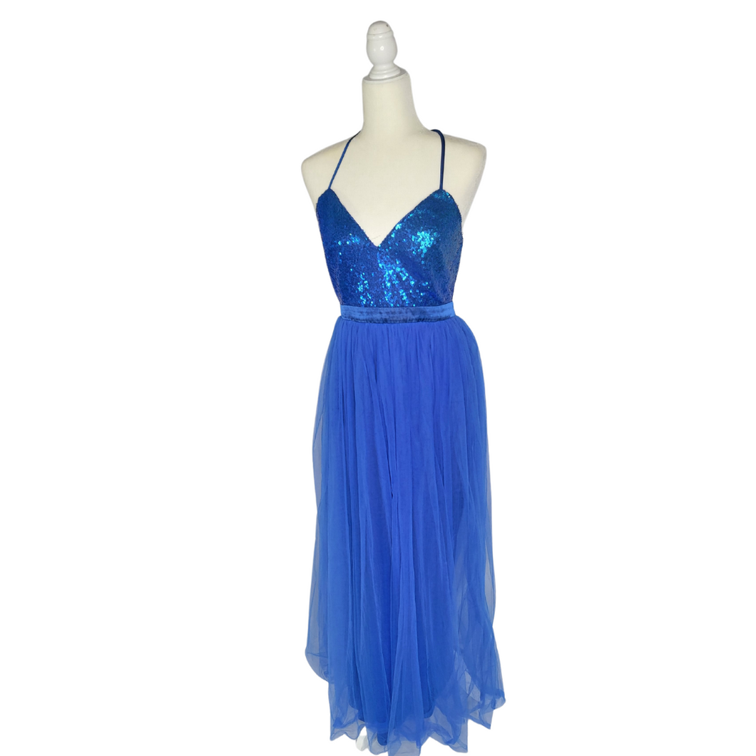 Strappy Royal Blue Ball Gown Medium