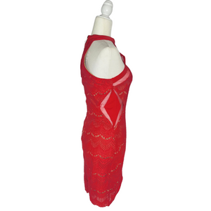 Red Lace Mini Halter Dress