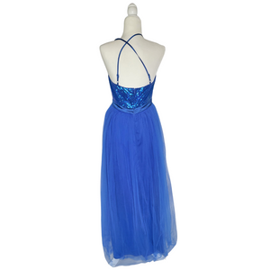 Strappy Royal Blue Ball Gown Medium