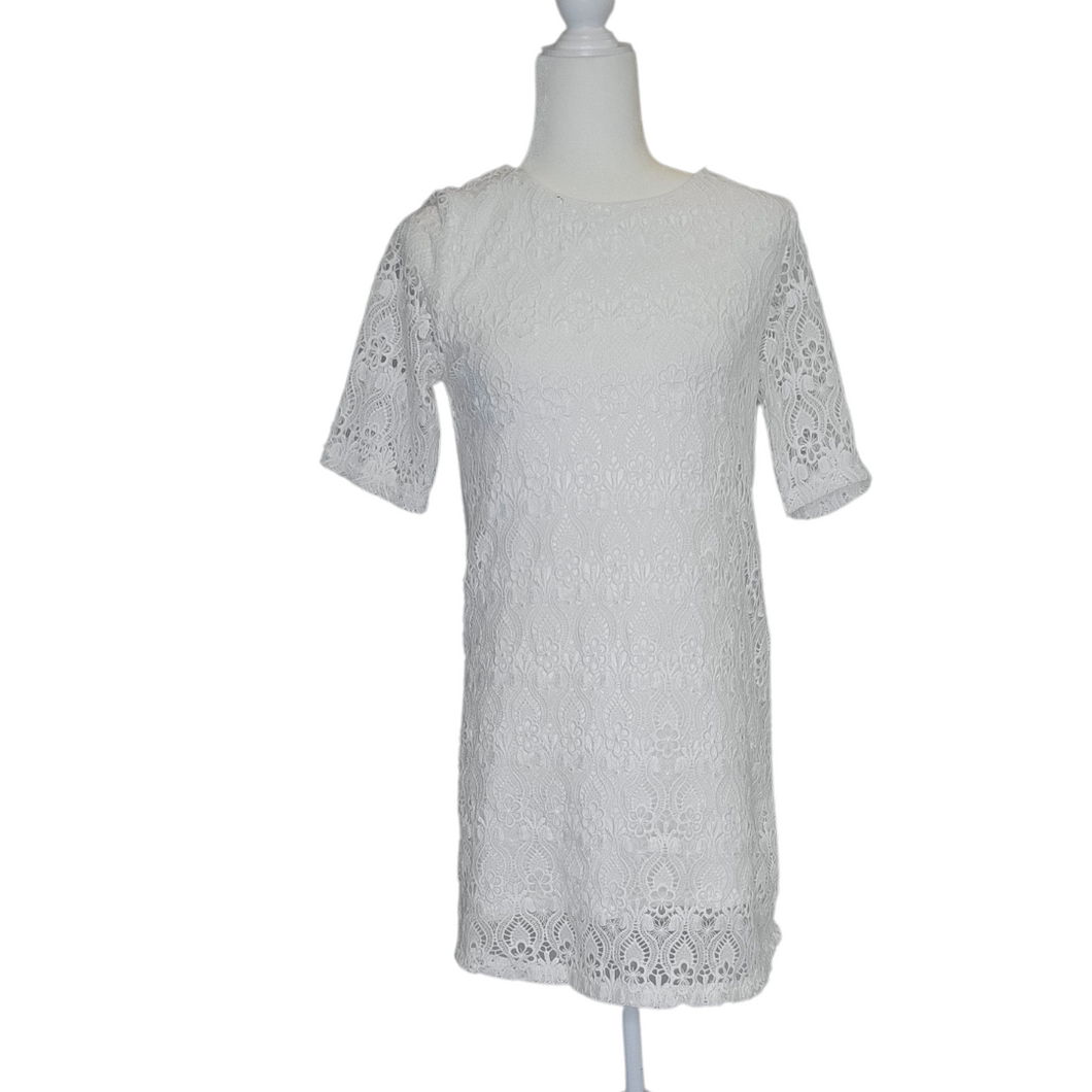 White Lace 1/2 Sleeve Midi Dress Size Small