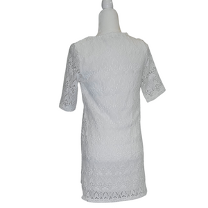 White Lace 1/2 Sleeve Midi Dress Size Small